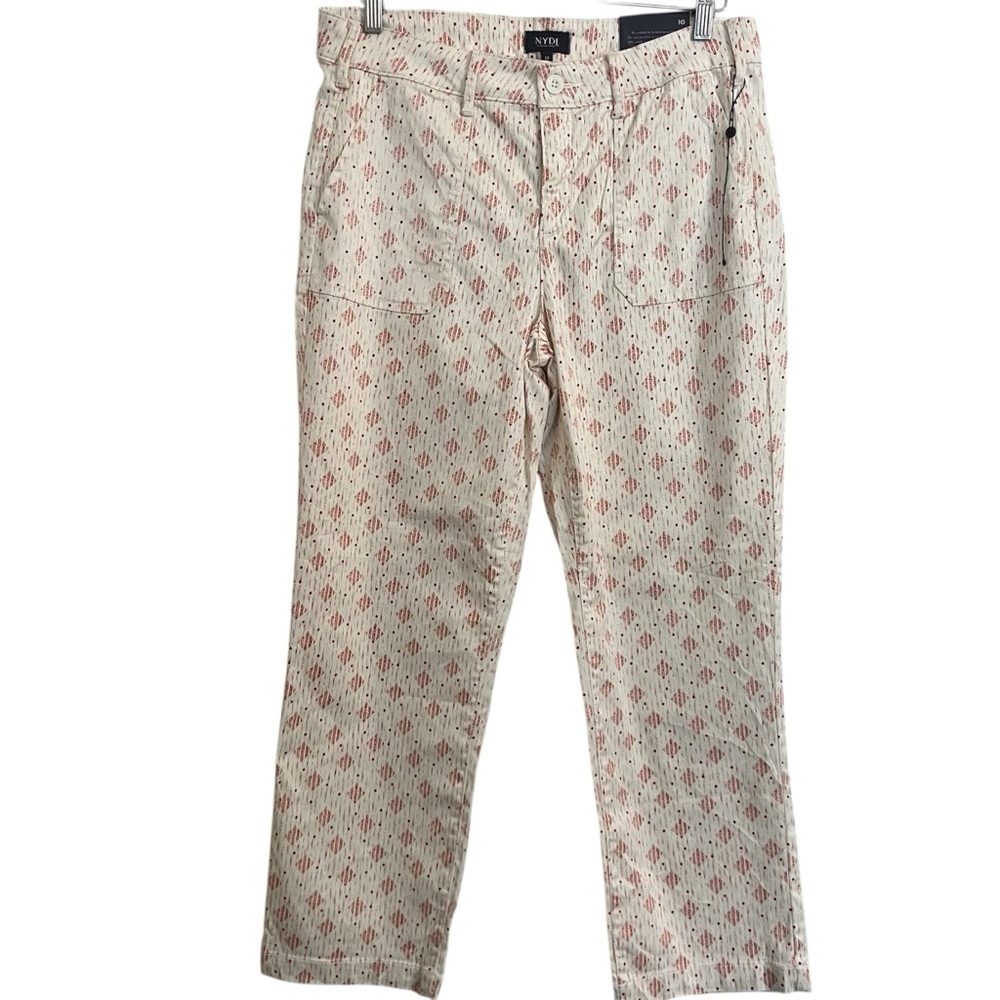 NYDJ utility pants Chinos boho Print New straight ankle stretch twill lift tuck